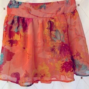 WetSeal peach, floral skirt
